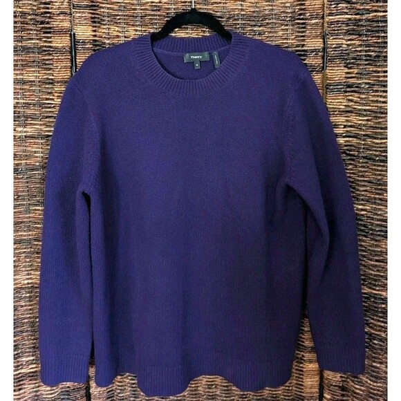 Theory 100% Cashmere Crew Neck Sweater Medium Purple Minimalist Thick Capsule - Picture 1 of 8